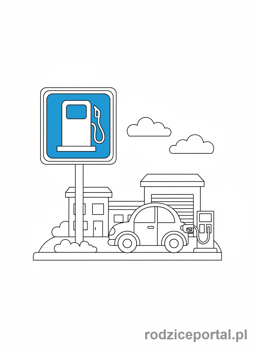 Kolorowanka Znaki Informacyjne - Znak stacja paliw