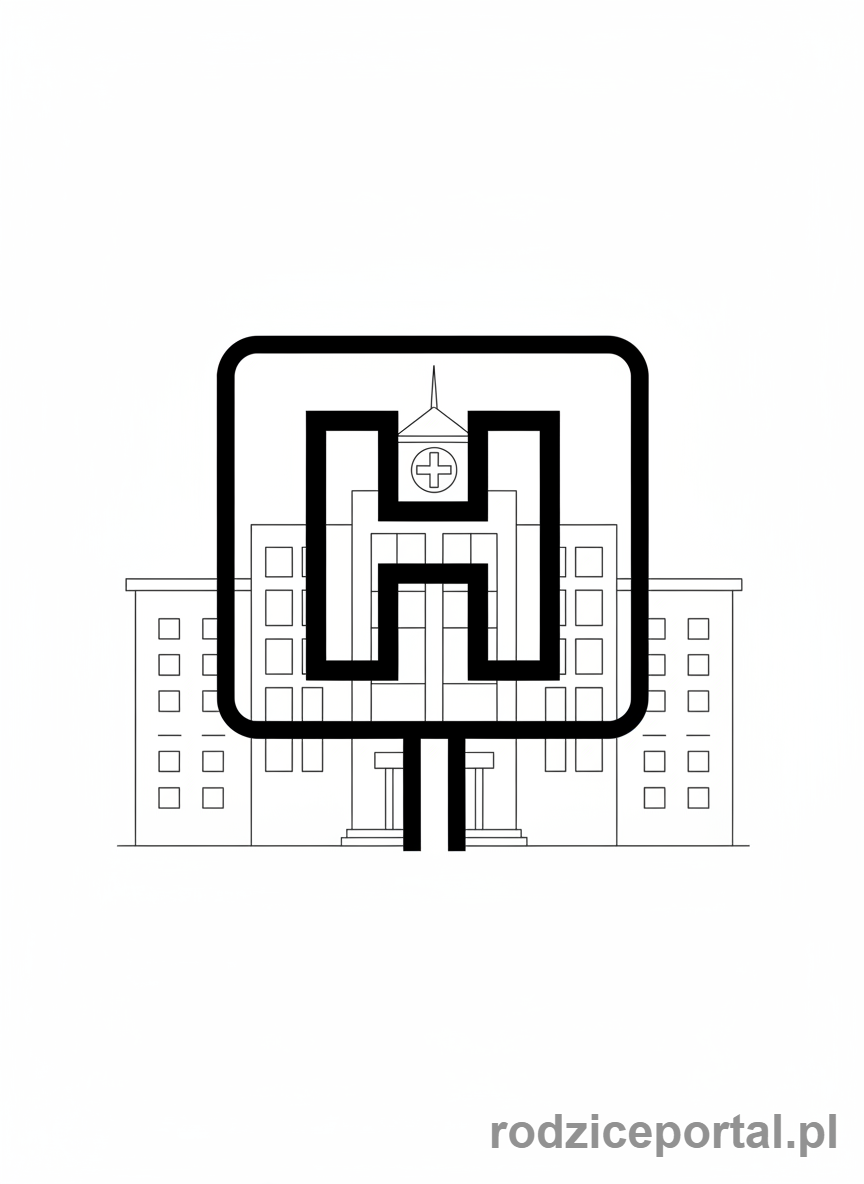 Kolorowanka Znaki Informacyjne - Znak szpital