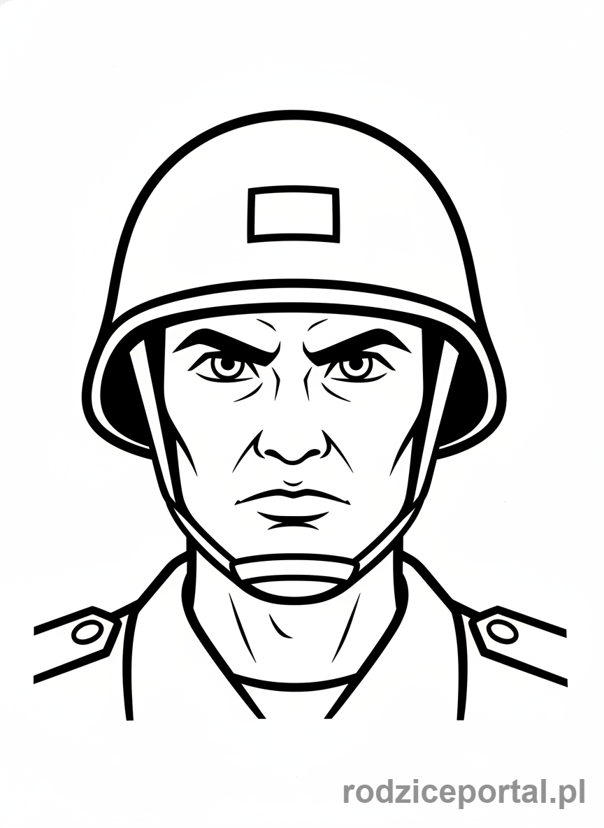 Kolorowanka Żołnierze - Twarz zolnierza w hełmie