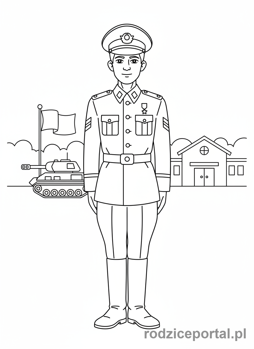 Kolorowanka Żołnierze - Zolnierz na posterunku