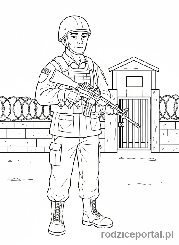Kolorowanka Żołnierze - Zolnierz na warcie