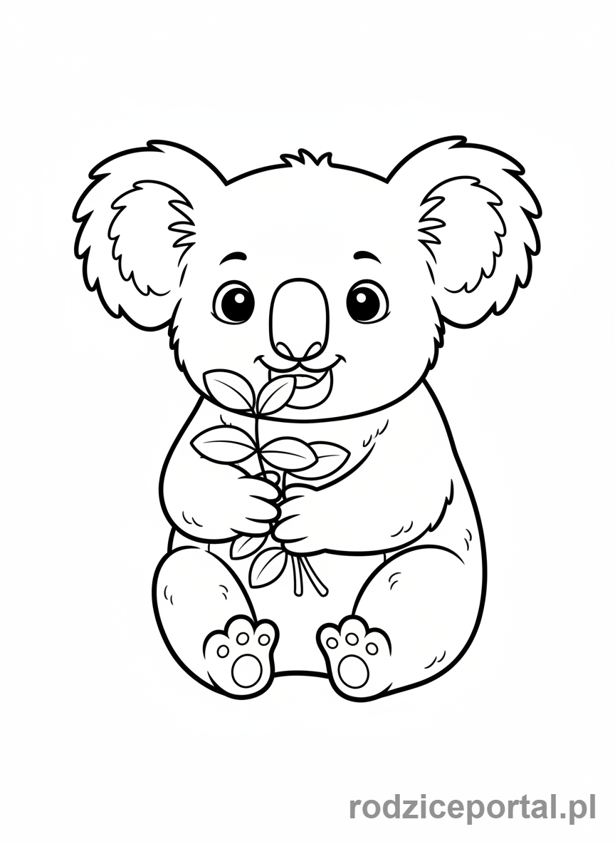 Kolorowanka Zoo Edukacyjne - Koala je eukaliptus