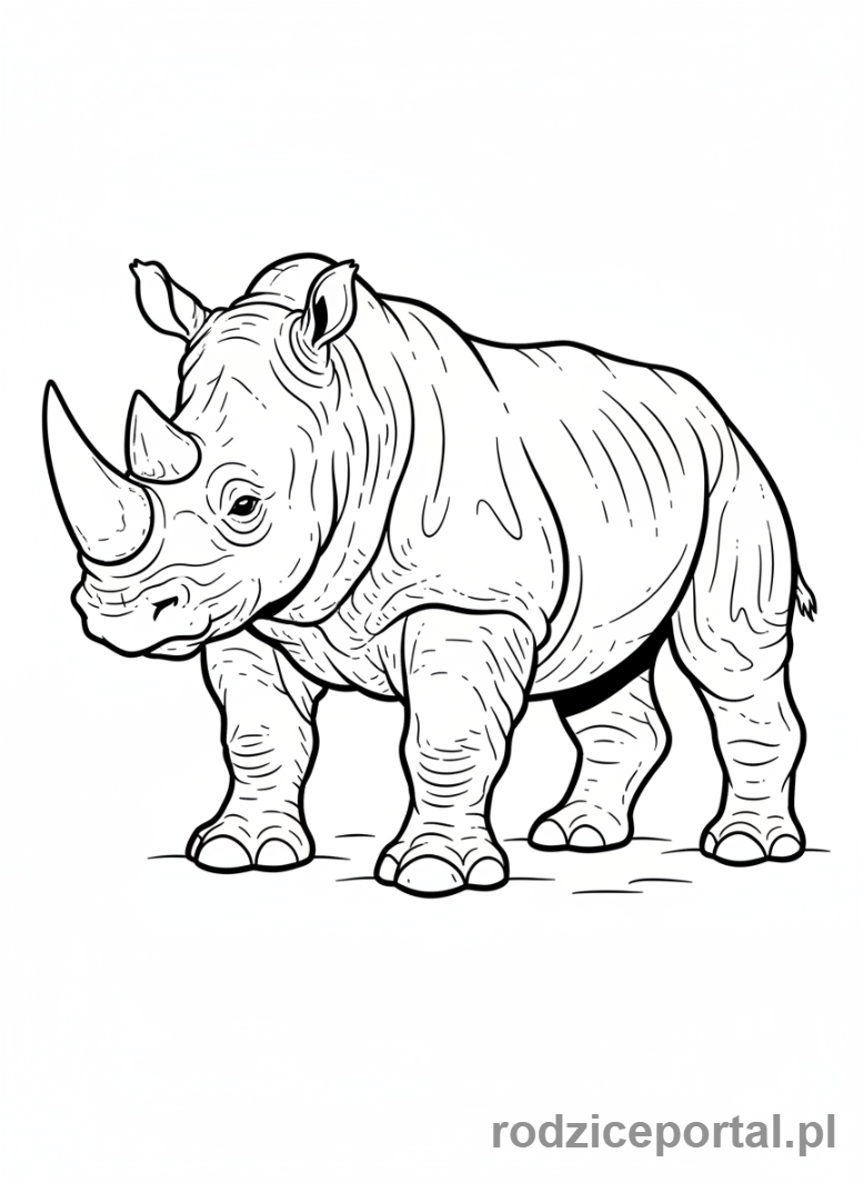 Kolorowanka Zoo Edukacyjne - Nosorożec spaceruje