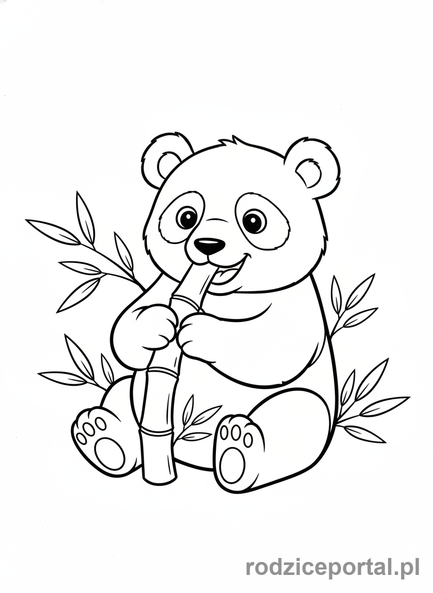 Kolorowanka Zoo Edukacyjne - Panda je bambus