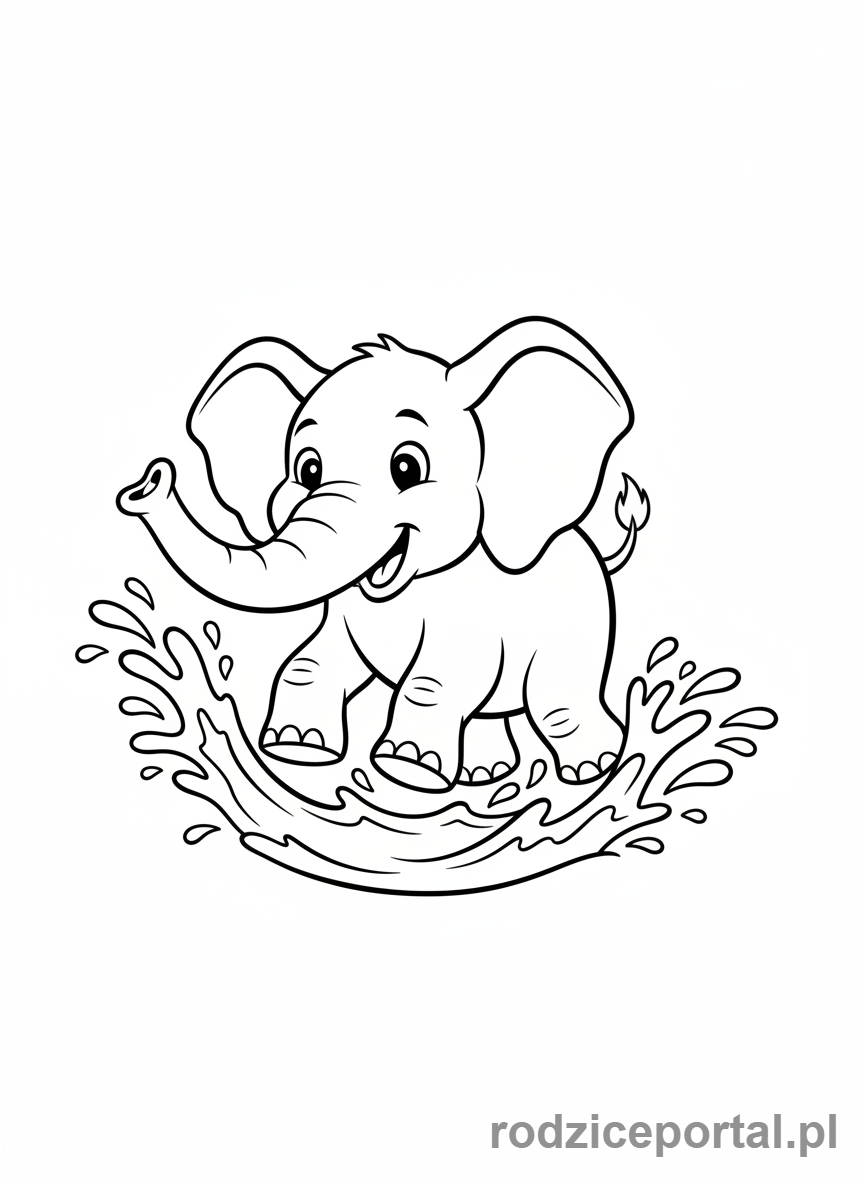 Kolorowanka Zoo Edukacyjne - Słoń pryska wodą