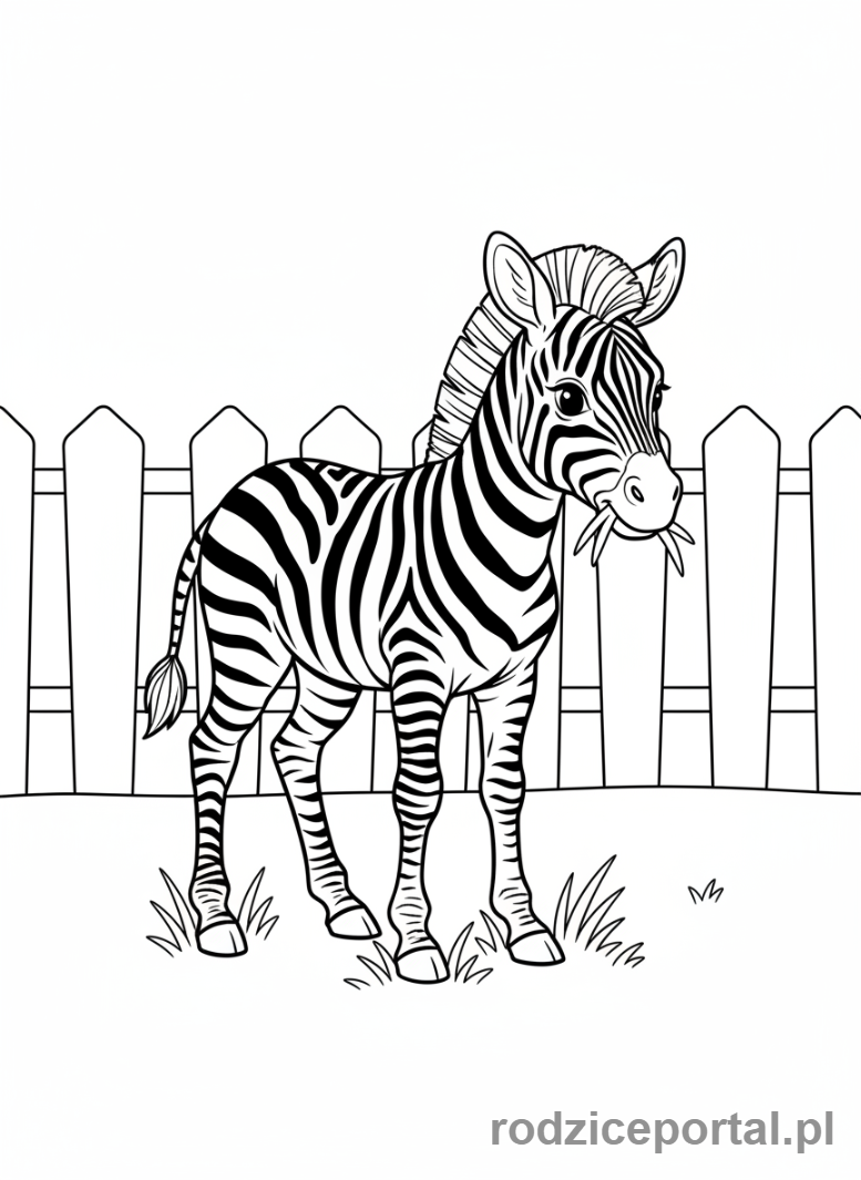 Kolorowanka Zoo Edukacyjne - Zebra je trawę