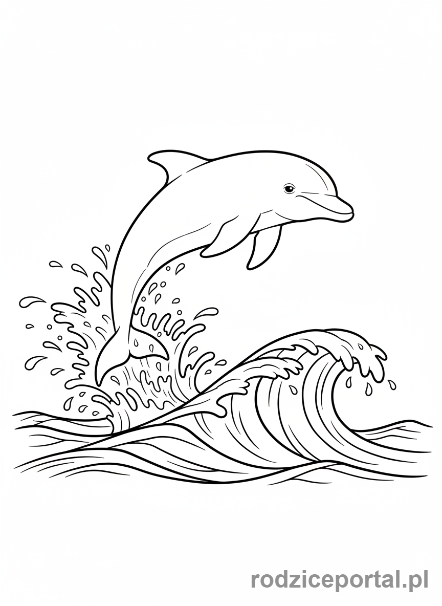 Kolorowanka Zwierzęta Chronione - Delfin wyskakujący z wody