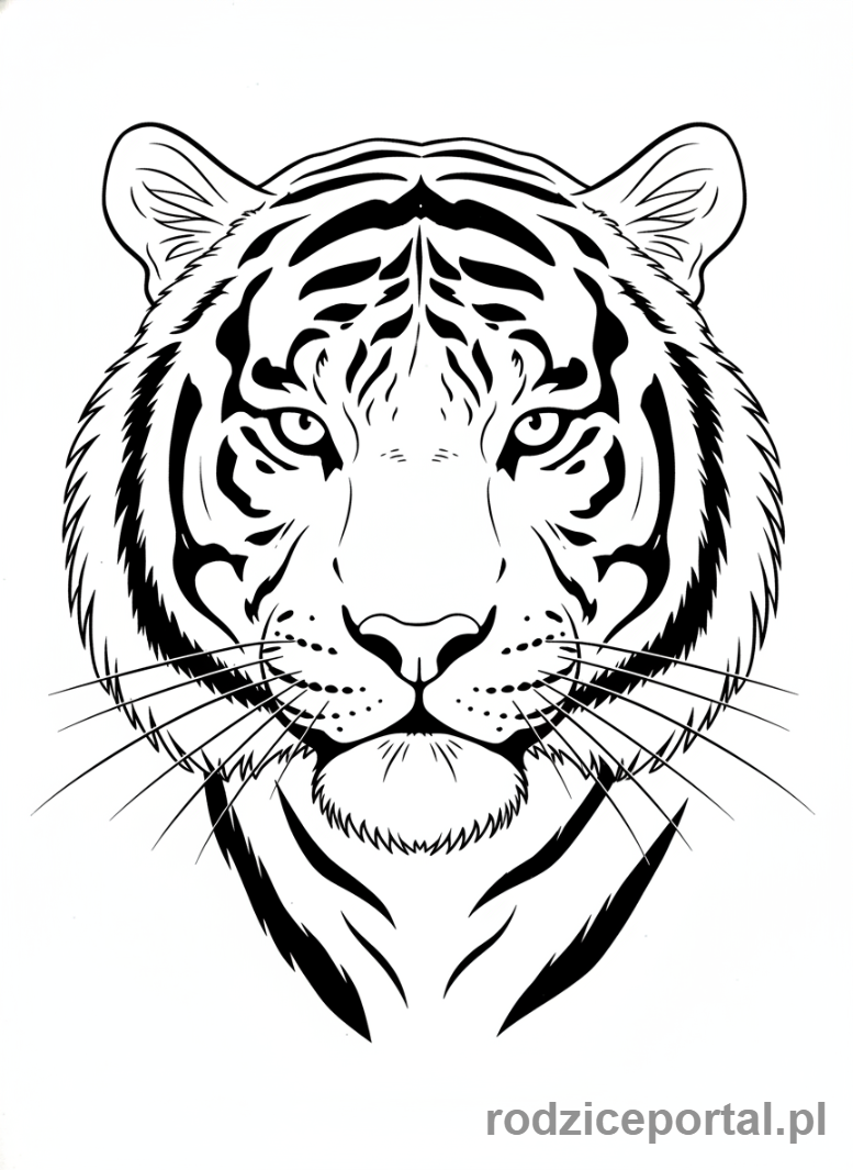 Kolorowanka Zwierzęta Chronione - Głowa Tygrysa Syberyjskiego