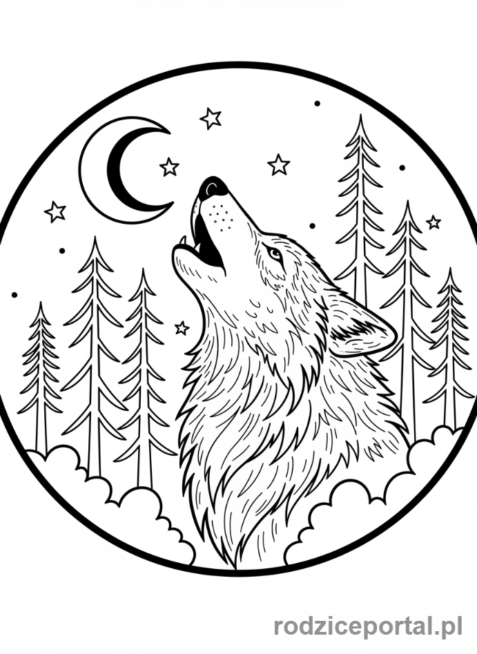 Kolorowanka Zwierzęta Chronione - Wyjący Wilk