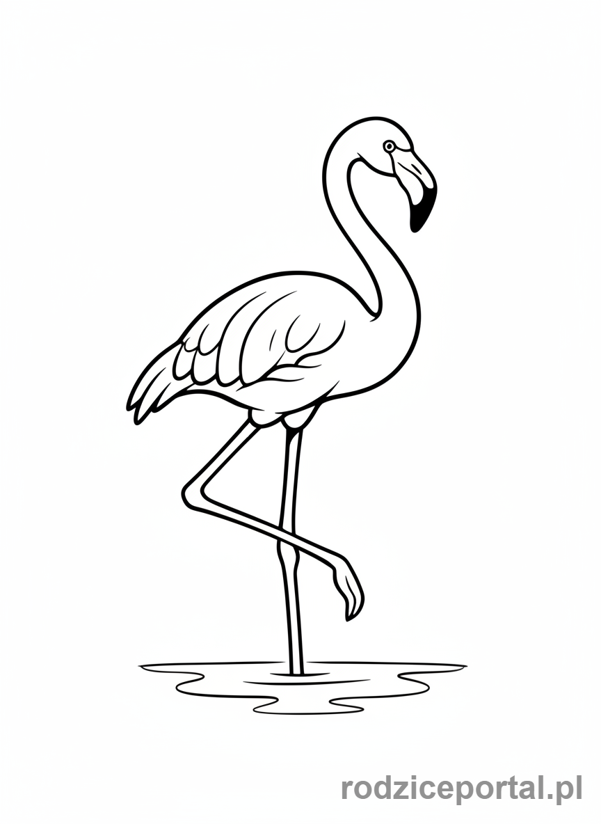 Kolorowanka Zwierzęta Egzotyczne - Flaming w wodzie