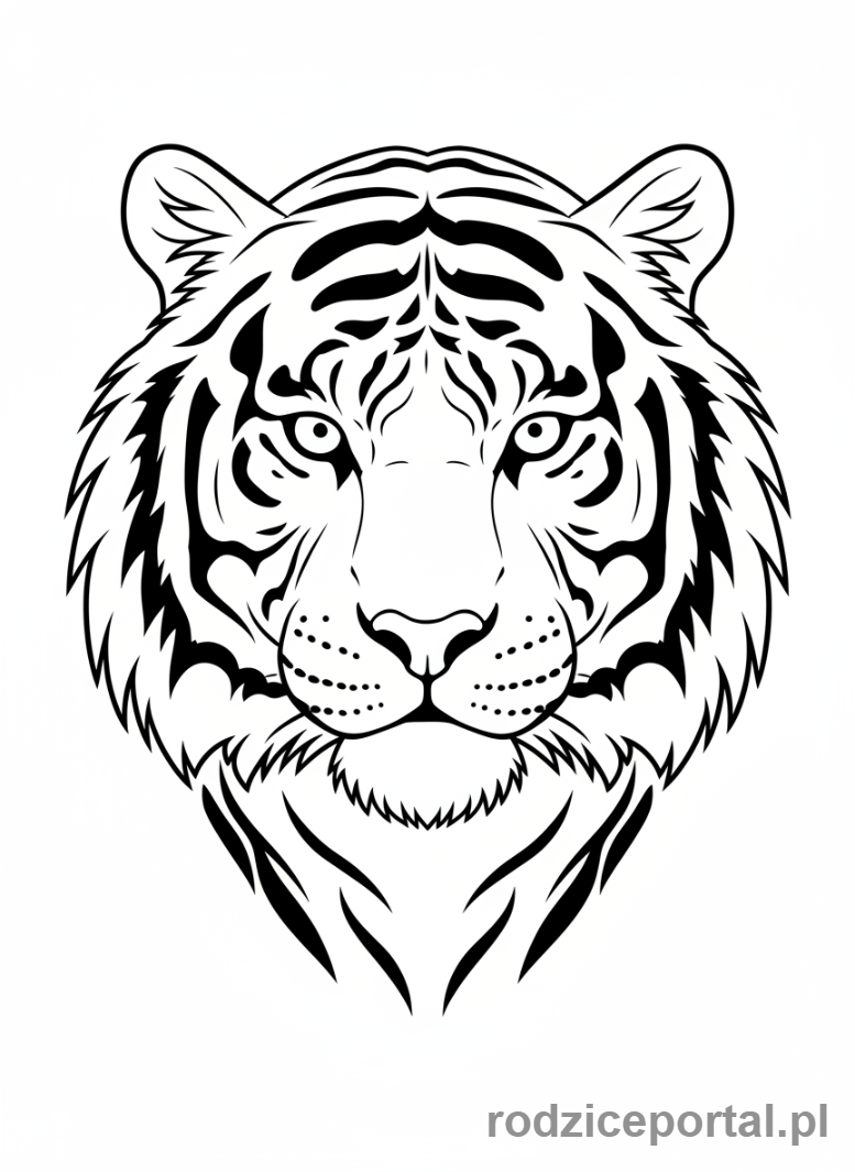 Kolorowanka Zwierzęta Egzotyczne - Tygrys patrzący
