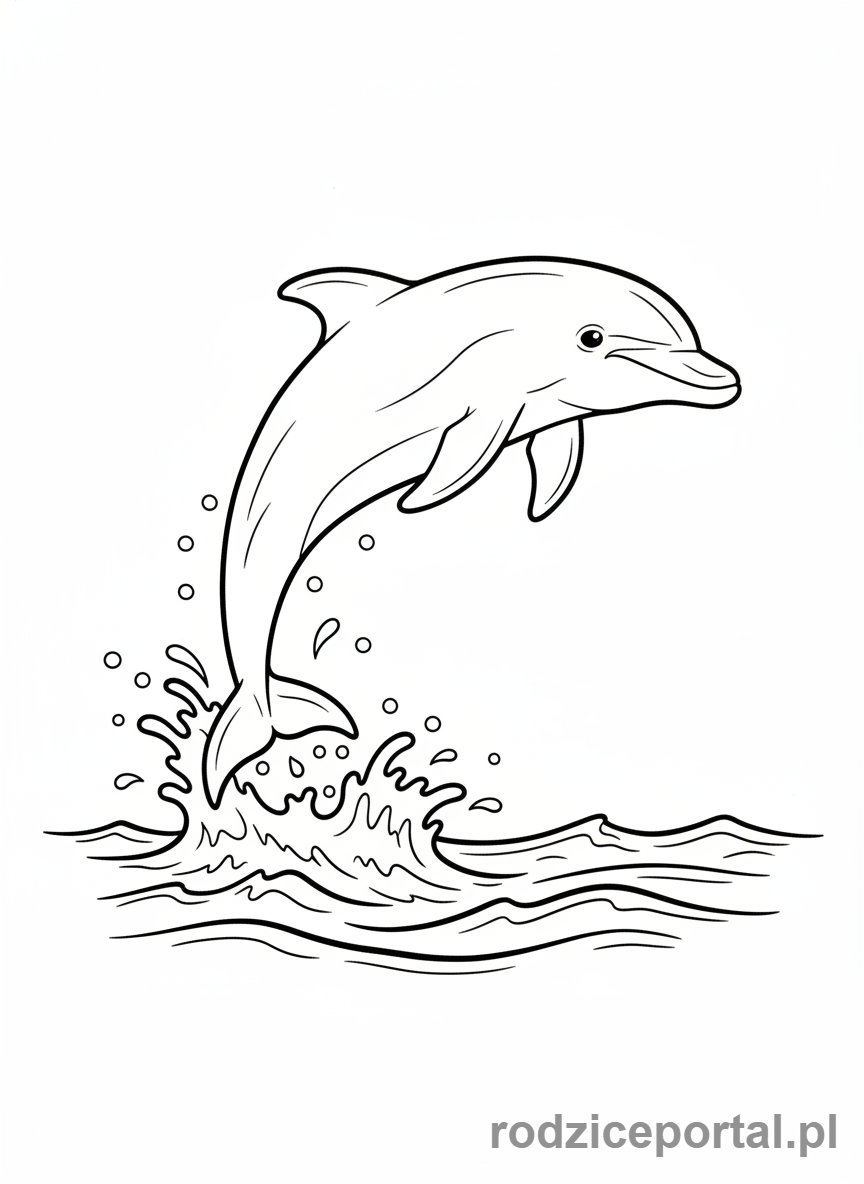 Kolorowanka Zwierzęta Świata - Delfin skaczący