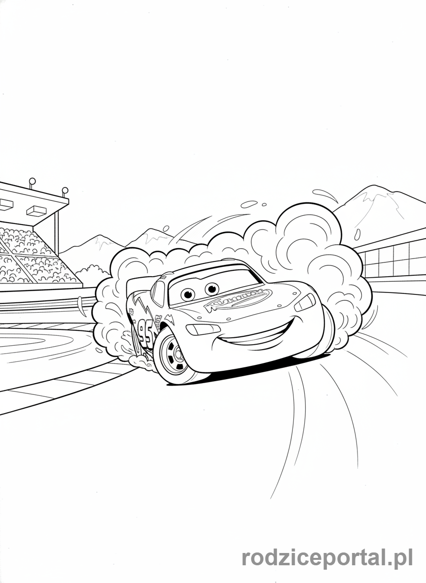 Kolorowanka Zygzak Mcqueen - Zygzak Mcqueen driftuje