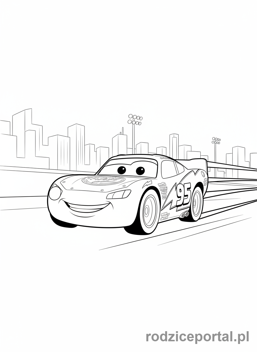 Kolorowanka Zygzak Mcqueen - Zygzak Mcqueen, nocny wyścig