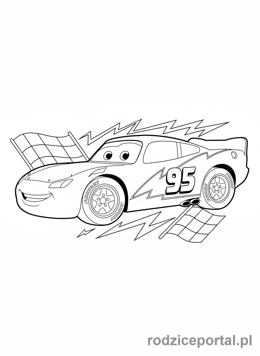 Kolorowanka Zygzak Mcqueen - Zygzak Mcqueen, profil dynamiczny