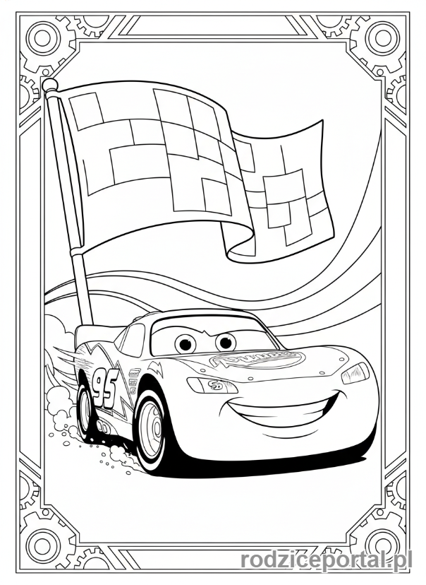 Kolorowanka Zygzak Mcqueen - Zygzak Mcqueen przekracza metę