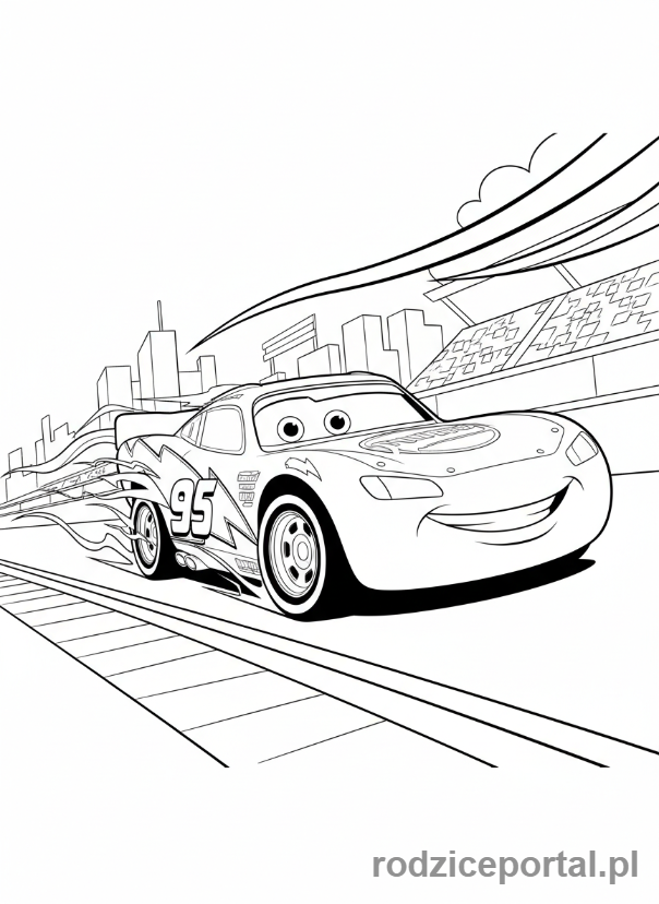 Kolorowanka Zygzak Mcqueen - Zygzak Mcqueen ściga się