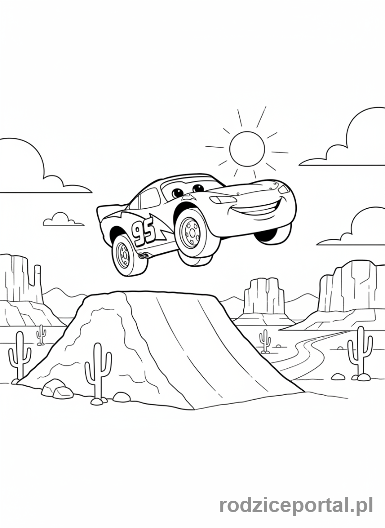 Kolorowanka Zygzak Mcqueen - Zygzak Mcqueen skacze