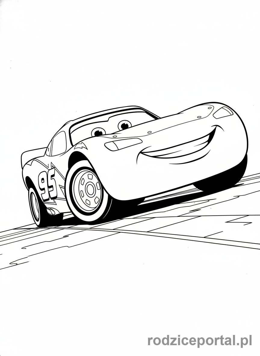 Kolorowanka Zygzak Mcqueen - Zygzak Mcqueen z dołu