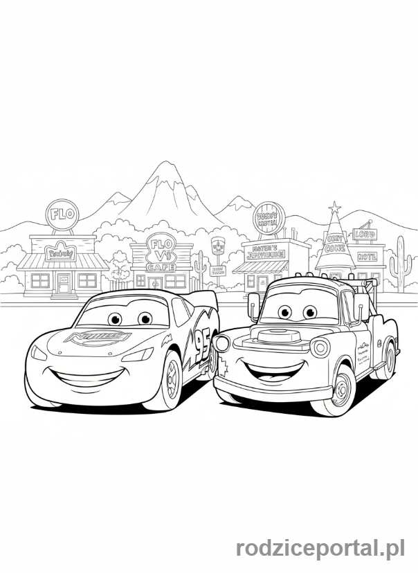 Kolorowanka Zygzak Mcqueen - Zygzak Mcqueen z Materem