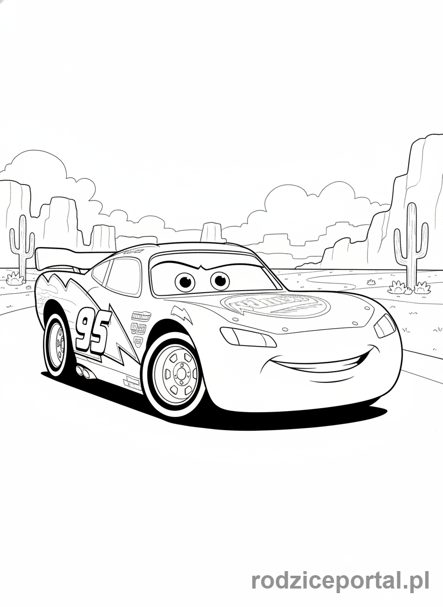 Kolorowanka Zygzak Mcqueen - Zygzak Mcqueen, zamyślony