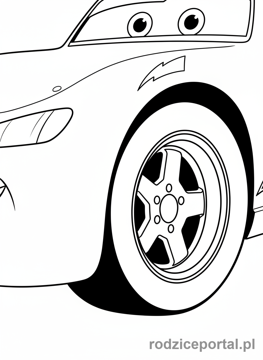 Kolorowanka Zygzak Mcqueen - Zygzak Mcqueen, zbliżenie koła