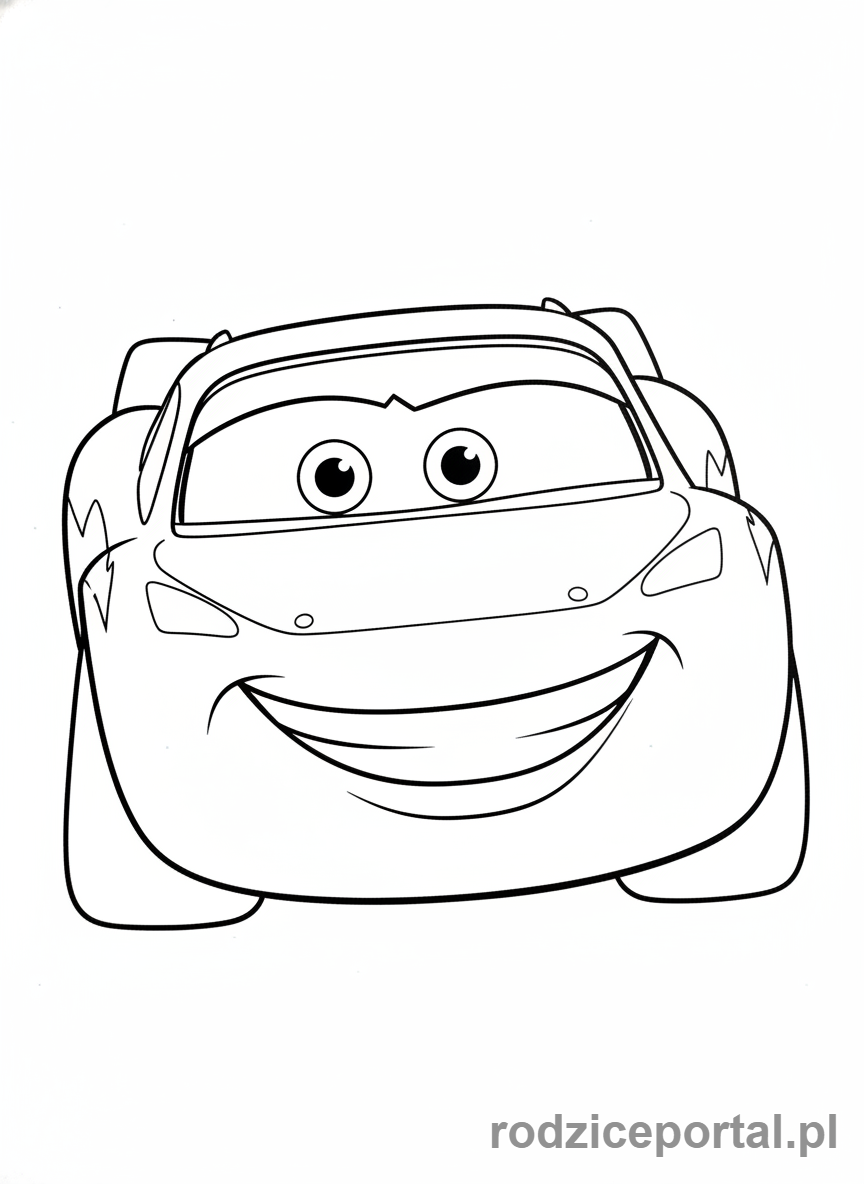 Kolorowanka Zygzak Mcqueen - Zygzak Mcqueen, zbliżenie twarzy