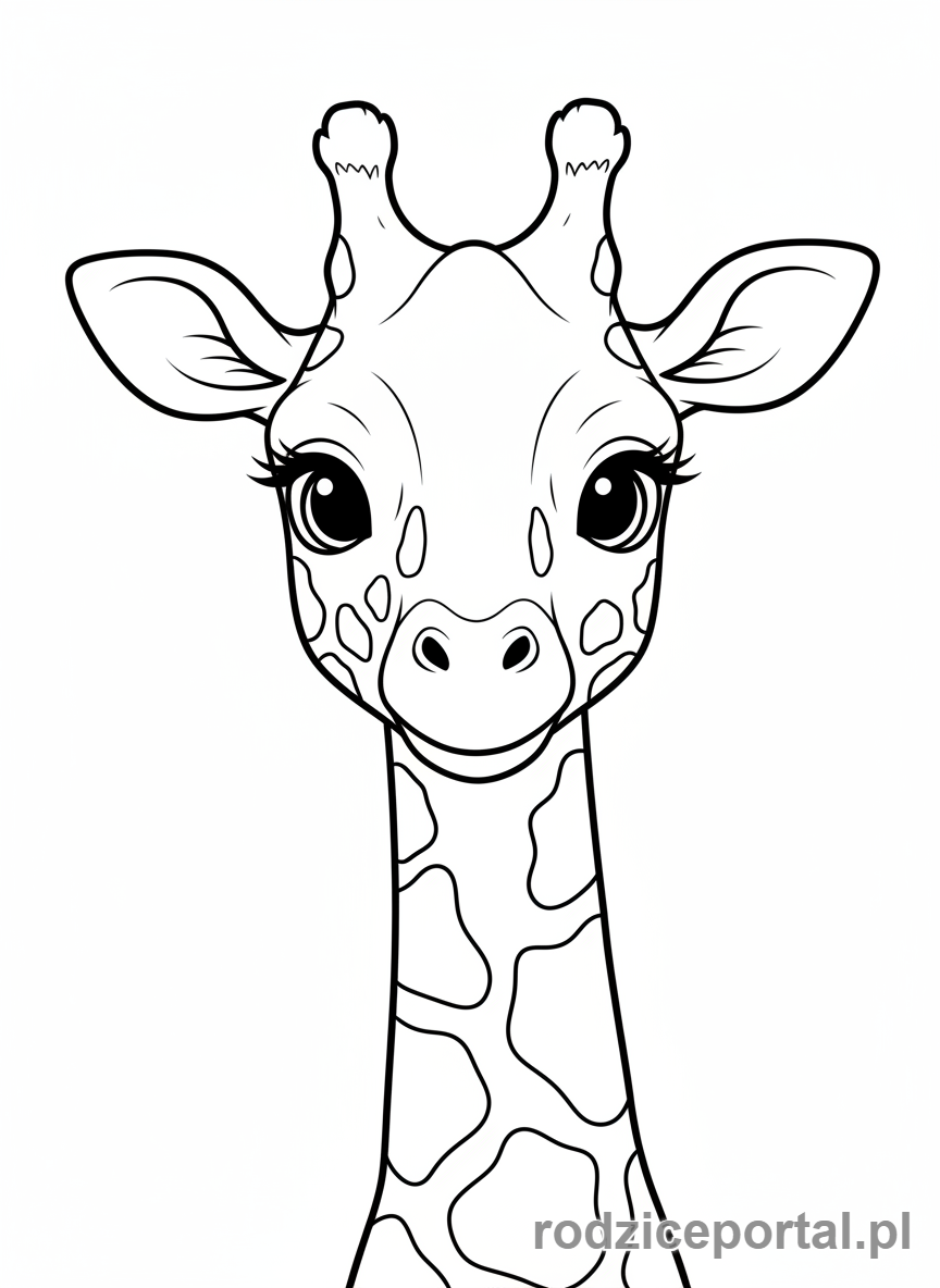 Kolorowanka Żyrafa - Portret żyrafy z bliska