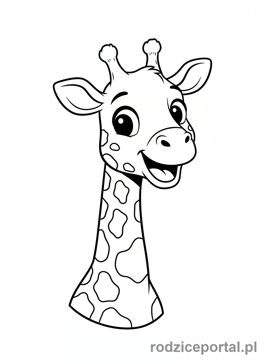 Kolorowanka Żyrafa - Uśmiechnięta żyrafa z kreskówki