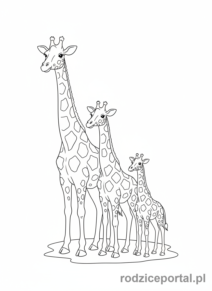 Kolorowanka Żyrafa - Żyrafy w grupie